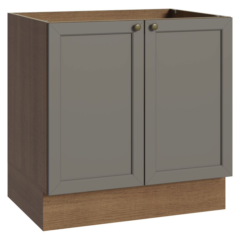 Bajo Mesada de Cocina 80 x 60 cm 2 Puertas (Sin Mesada) Marrón/Gris Vik Madesa