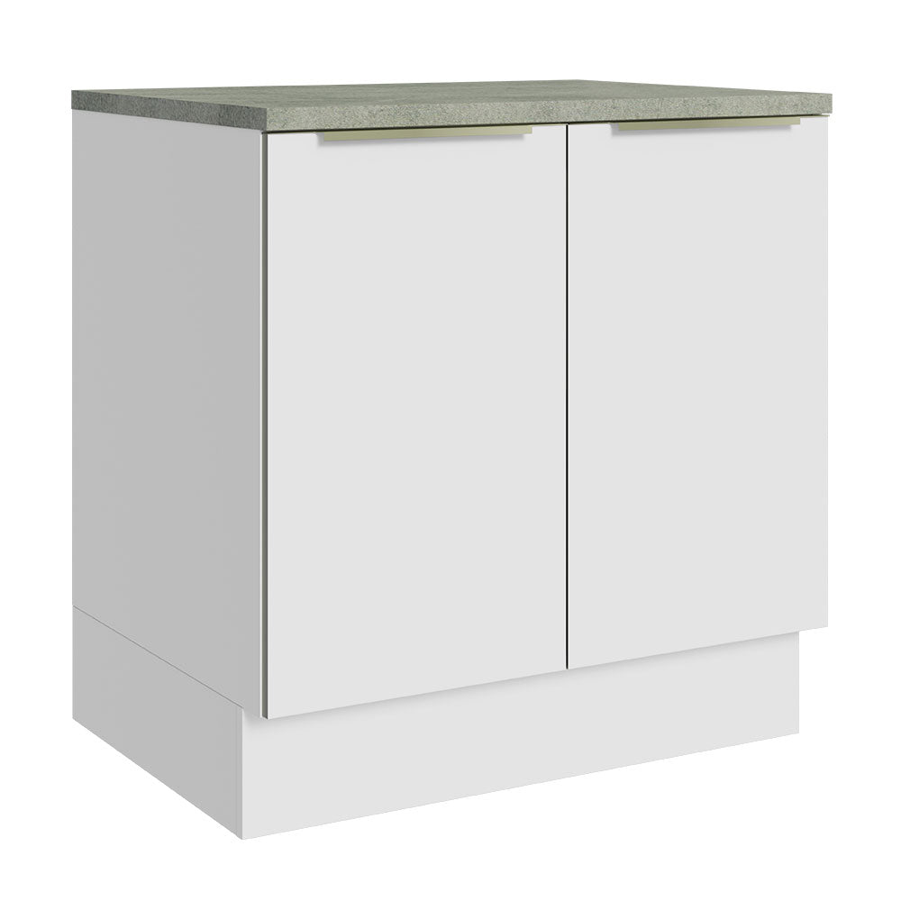 Bajo Mesada 80 x 60 cm 2 Puertas (Con Mesada) Sin cajones Blanco/Blanco Lux Madesa
