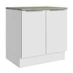Bajo Mesada 80 x 60 cm 2 Puertas (Con Mesada) Sin cajones Blanco/Blanco Lux Madesa