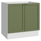 Bajo Mesada de Cocina 80 x 60 cm 2 Puertas (Sin Mesada) Blanco/Verde Vik Madesa