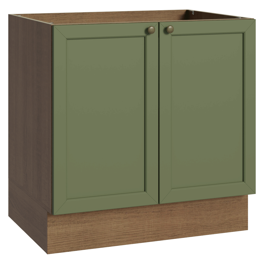 Bajo Mesada de Cocina 80 x 60 cm 2 Puertas (Sin Mesada) Marrón/Verde Vik Madesa