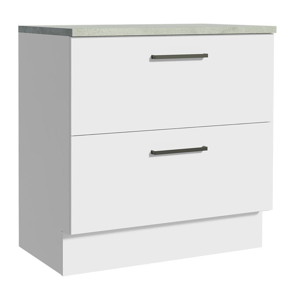 Bajo Mesada Cocina 80 x 60 cm 2 Cajones (Con Mesada) Blanco Agata Madesa