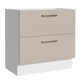 Bajo Mesada Cocina 80 x 60 cm 2 Cajones (Sin Mesada) Blanco/Crema Agata Madesa