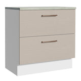 Bajo Mesada Cocina 80 x 60 cm 2 Cajones (Con Mesada) Blanco/Crema Agata Madesa