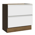 Bajo Mesada 80 x 60 cm 2 Cajones (Sin Mesada) Marrón/Blanco Glamy Madesa