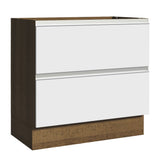 Bajo Mesada de Cocina 80 x 60 cm 2 Cajones (Sin Mesada) Marrón/Blanco Glamy Madesa