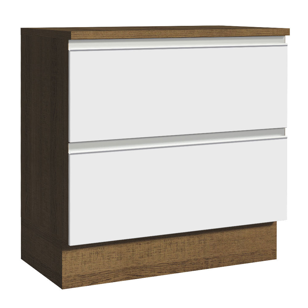 Bajo Mesada de Cocina 80 x 60 cm 2 Cajones (Con Mesada) Marrón/Blanco Glamy Madesa