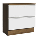 Bajo Mesada de Cocina 80 x 60 cm 2 Cajones (Con Mesada) Marrón/Blanco Glamy Madesa