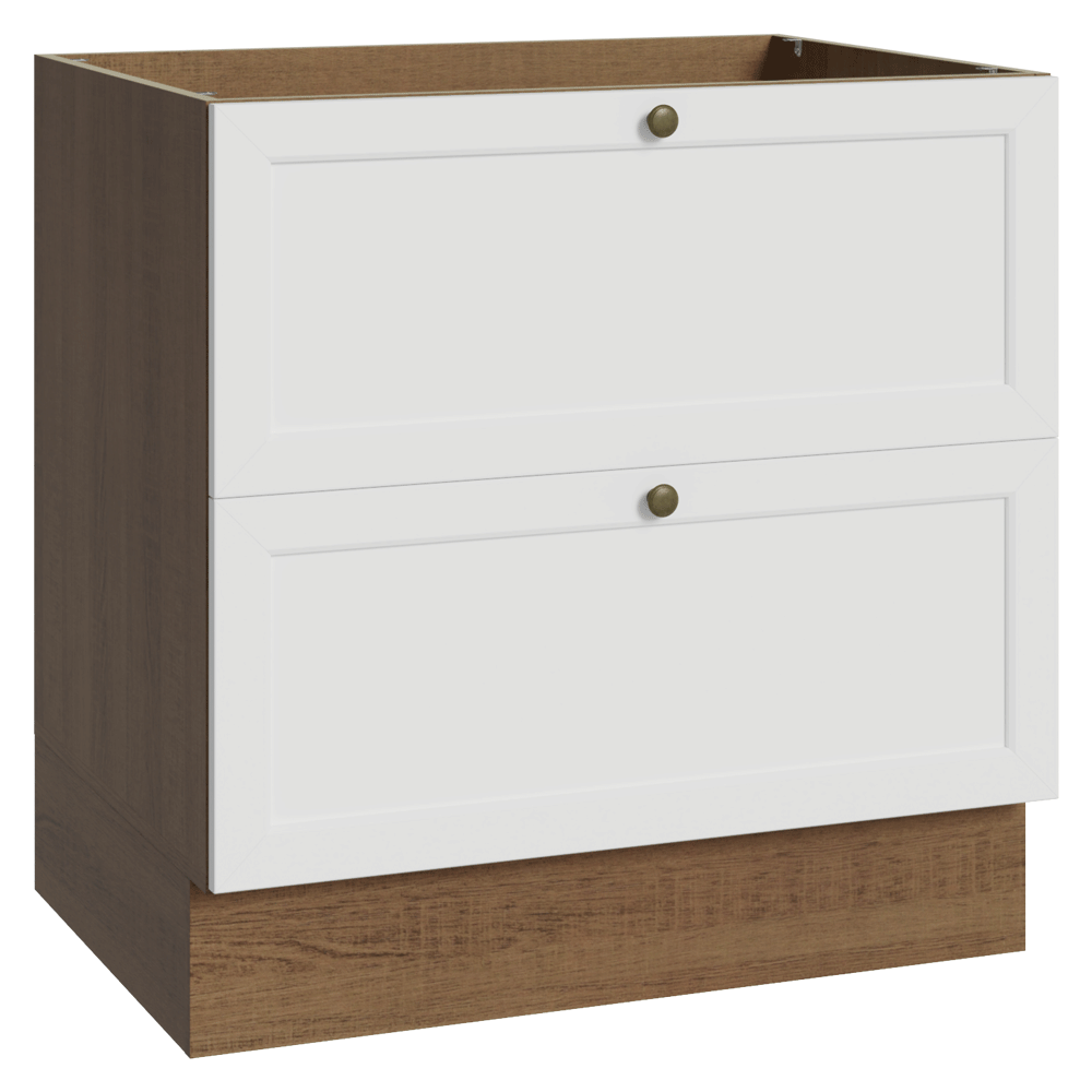 Bajo Mesada de Cocina 80 x 60 cm 2 Cajones (Sin Mesada) Marrón/Blanco Vik Madesa