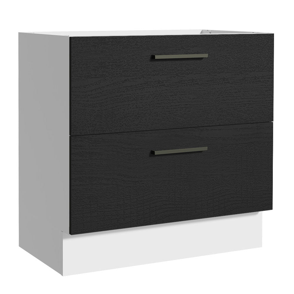 Bajo Mesada Cocina 80 x 60 cm 2 Cajones (Sin Mesada) Blanco/Negro Agata Madesa