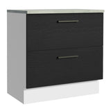 Bajo Mesada Cocina 80 x 60 cm 2 Cajones (Con Mesada) Blanco/Negro Agata Madesa