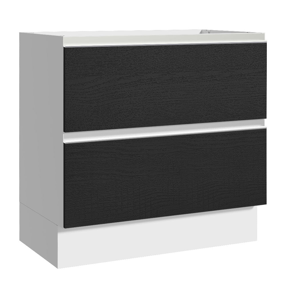 Bajo Mesada de Cocina 80 x 60 cm 2 Cajones (Sin Mesada) Blanco/Negro Glamy Madesa