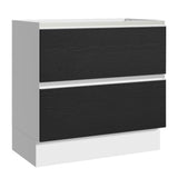 Bajo Mesada de Cocina 80 x 60 cm 2 Cajones (Sin Mesada) Blanco/Negro Glamy Madesa