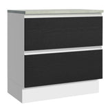 Bajo Mesada de Cocina 80 x 60 cm 2 Cajones (Con Mesada) Blanco/Negro Glamy Madesa