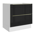 Bajo Mesada 80 x 60 cm 2 Cajones (Sin Mesada) Blanco/Negro Lux Madesa