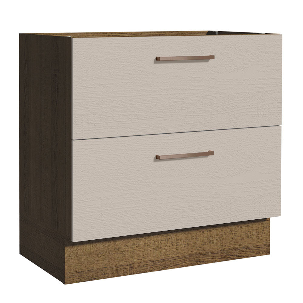 Bajo Mesada Cocina 80 x 60 cm 2 Cajones (Sin Mesada) Marrón/Crema Agata Madesa
