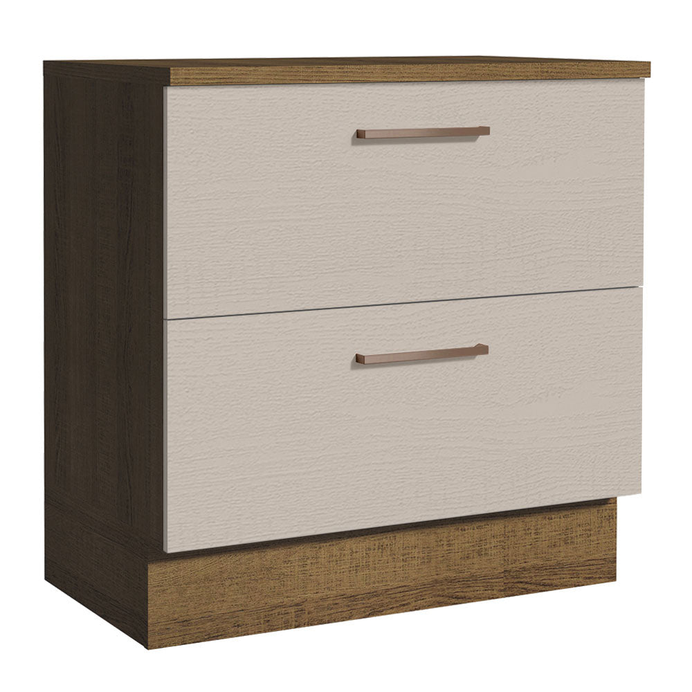 Bajo Mesada Cocina 80 x 60 cm 2 Cajones (Con Mesada) Marrón/Crema Agata Madesa