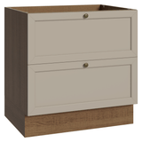 Bajo Mesada 80 x 60 cm 2 Cajones (Sin Mesada) Marrón/Crema Vik Madesa