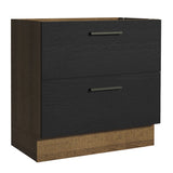 Bajo Mesada Cocina 80 x 60 cm 2 Cajones (Sin Mesada) Marrón/Negro Agata Madesa