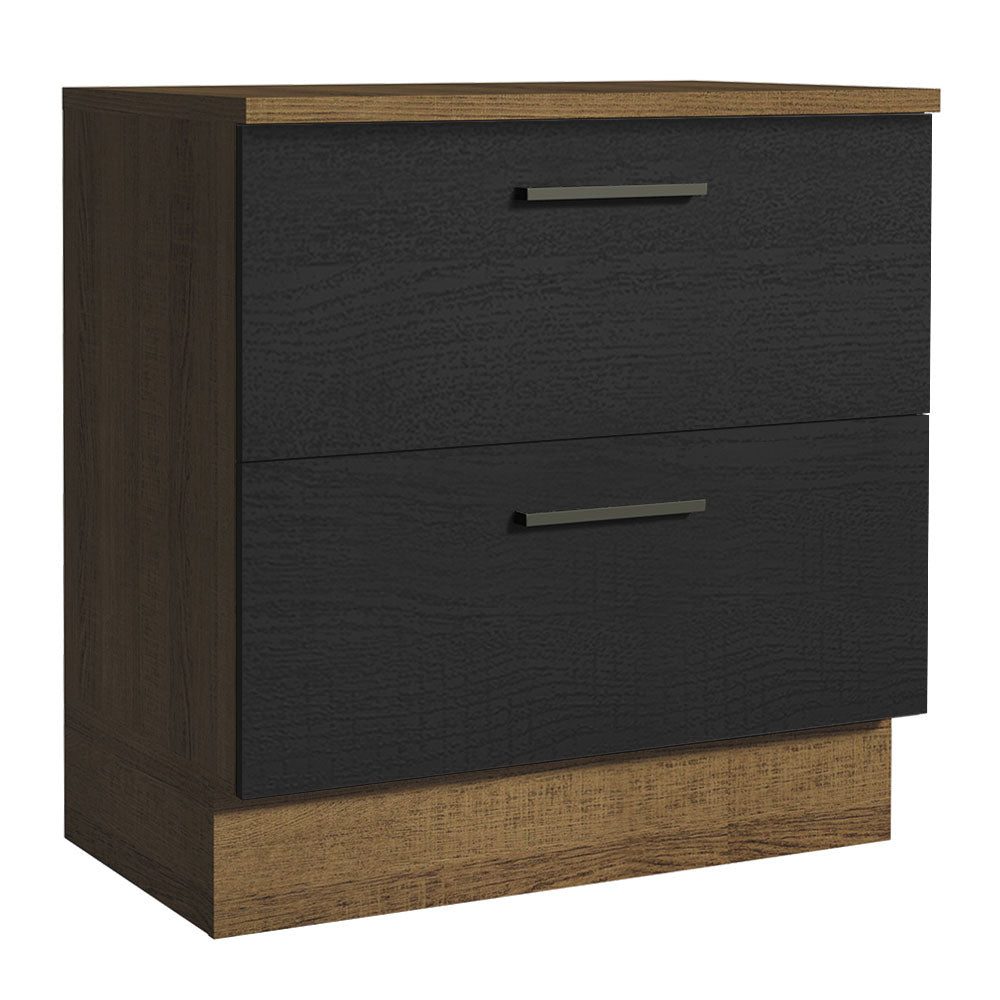 Bajo Mesada Cocina 80 x 60 cm 2 Cajones (Con Mesada) Marrón/Negro Agata Madesa