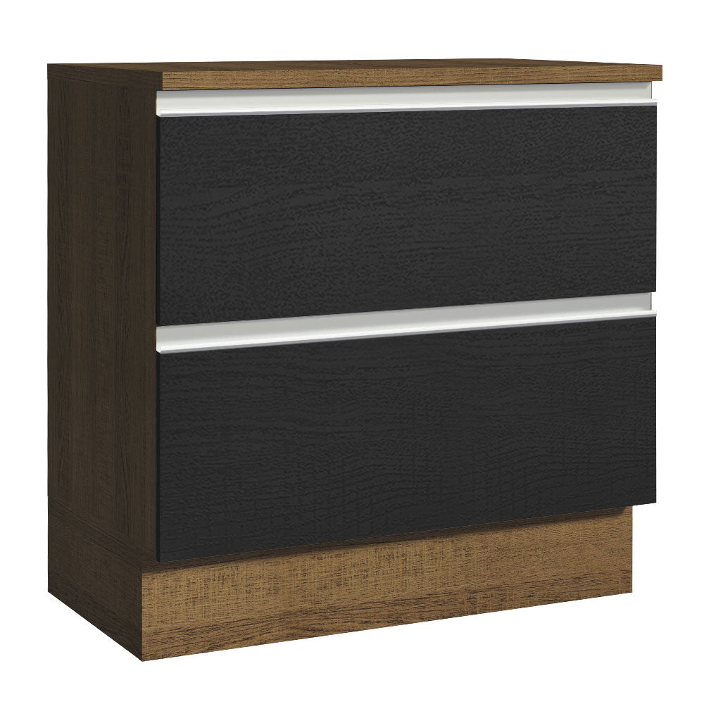 Bajo Mesada de Cocina 80 x 60 cm 2 Cajones (Con Mesada) Marrón/Negro Glamy Madesa