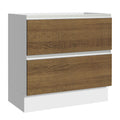 Bajo Mesada 80 x 60 cm 2 Cajones (Sin Mesada) Blanco/Marrón Glamy Madesa