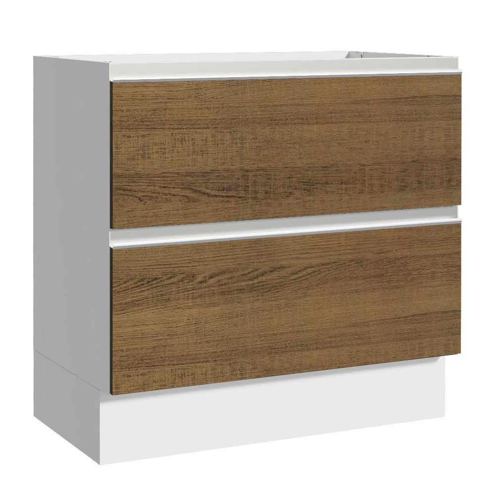 Bajo Mesada de Cocina 80 x 60 cm 2 Cajones (Sin Mesada) Blanco/Marrón Glamy Madesa
