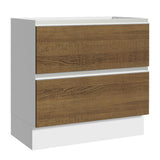 Bajo Mesada de Cocina 80 x 60 cm 2 Cajones (Sin Mesada) Blanco/Marrón Glamy Madesa