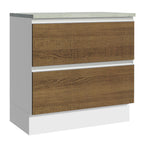 Bajo Mesada 80 x 60 cm 2 Cajones (Con Mesada) Blanco/Marrón Glamy Madesa