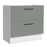 Bajo Mesada Cocina 80 x 60 cm 2 Cajones (Sin Mesada) Blanco/Gris Agata Madesa