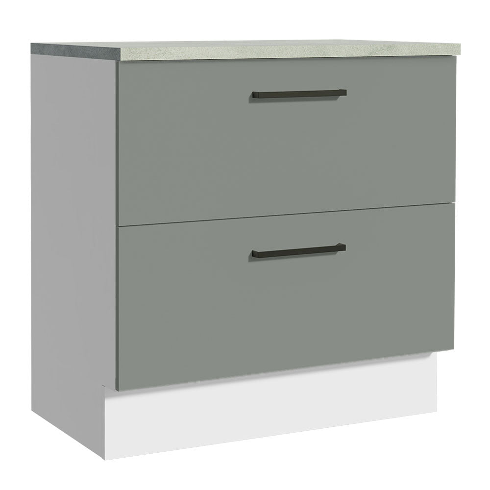 Bajo Mesada Cocina 80 x 60 cm 2 Cajones (Con Mesada) Blanco/Gris Agata Madesa