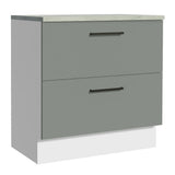 Bajo Mesada Cocina 80 x 60 cm 2 Cajones (Con Mesada) Blanco/Gris Agata Madesa
