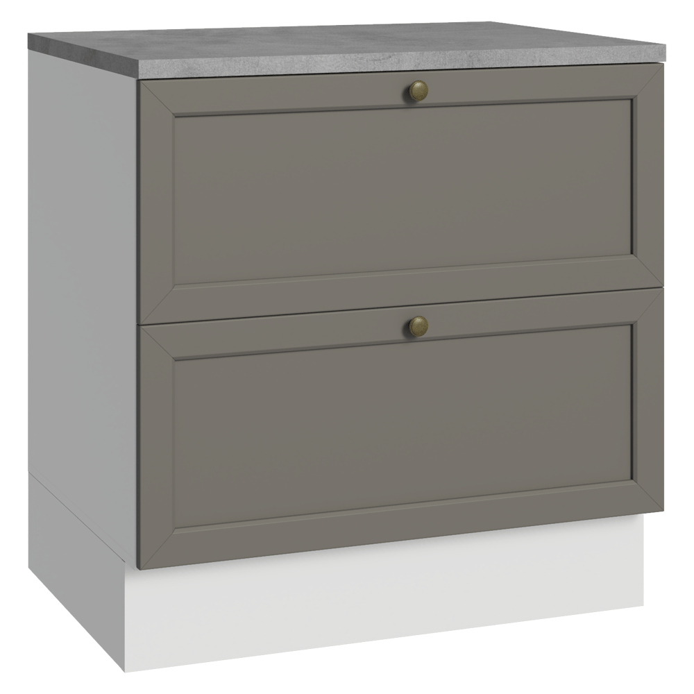 Bajo Mesada de Cocina 80 x 60 cm 2 Cajones (con Mesada) Blanco/Gris Vik Madesa