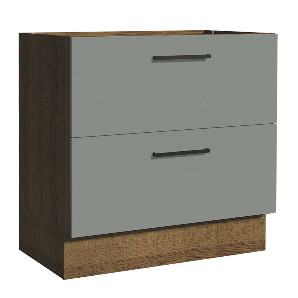 Bajo Mesada Cocina 80 x 60 cm 2 Cajones (Sin Mesada) Marrón/Gris Agata Madesa