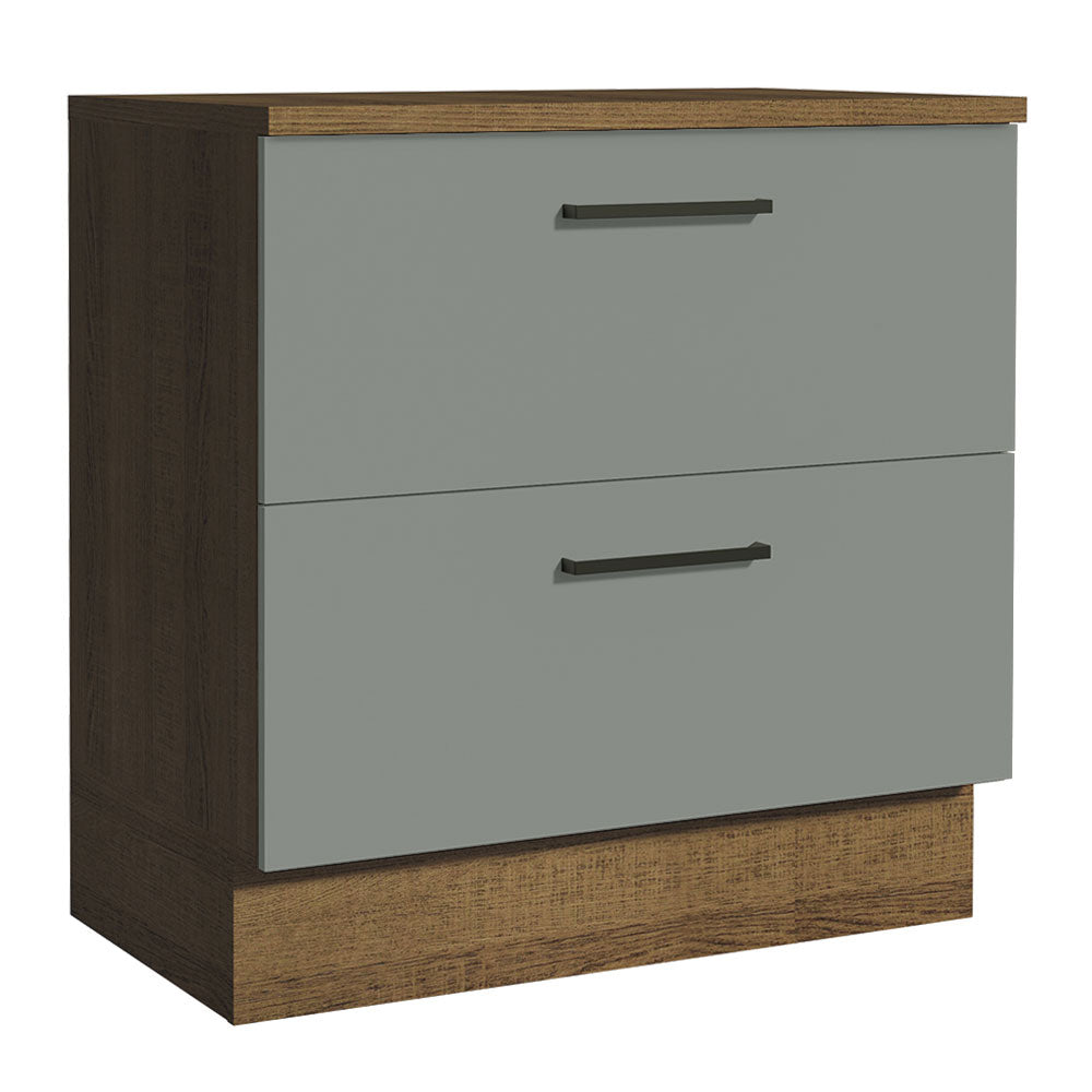 Bajo Mesada Cocina 80 x 60 cm 2 Cajones (Con Mesada) Marrón/Gris Agata Madesa
