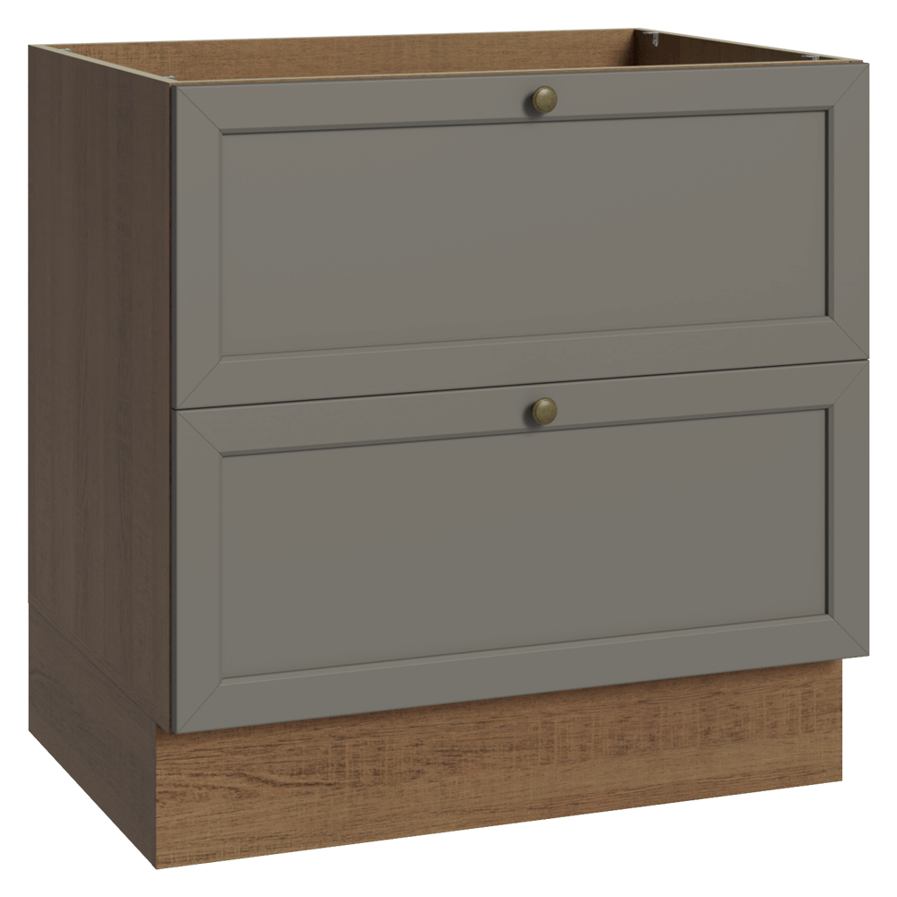 Bajo Mesada de Cocina 80 x 60 cm 2 Cajones (Sin Mesada) Marrón/Gris Vik Madesa