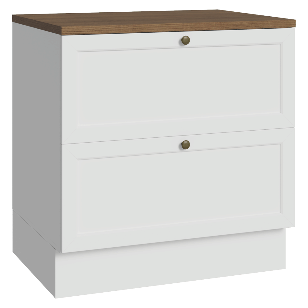 Bajo Mesada de Cocina 80 x 60 cm 2 Cajones (con Mesada) Blanco/Marrón Vik Madesa