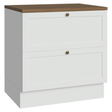 Bajo Mesada de Cocina 80 x 60 cm 2 Cajones (con Mesada) Blanco/Marrón Vik Madesa