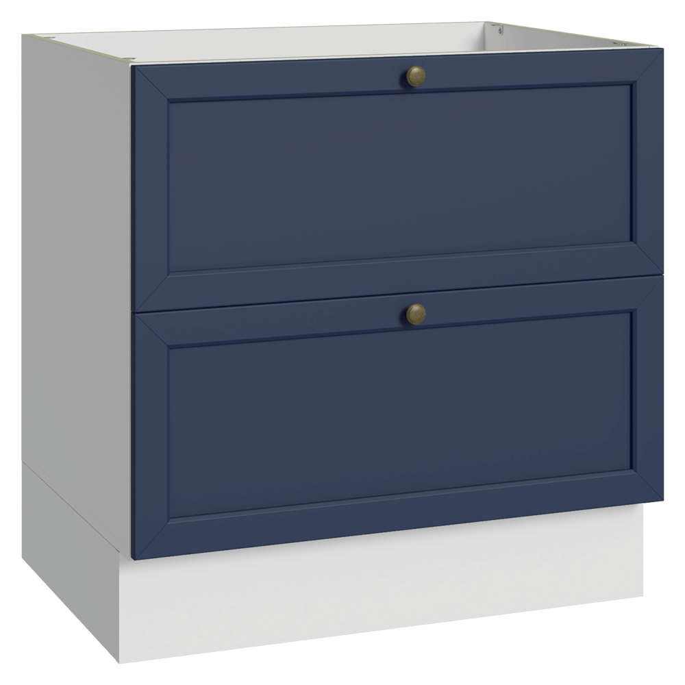 Bajo Mesada de Cocina 80 x 60 cm 2 Cajones (Sin Mesada) Blanco/Azul Vik Madesa