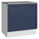 Bajo Mesada de Cocina 80 x 60 cm 2 Cajones (con Mesada) Blanco/Azul Vik Madesa
