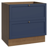 Bajo Mesada de Cocina 80 x 60 cm 2 Cajones (Sin Mesada) Marrón/Azul Vik Madesa