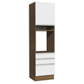Mueble de cocina para Horno/Microondas 60 x 60 cm 1 Puerta y 3 Cajones Marrón/Blanco Glamy Madesa