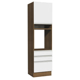 Mueble de cocina para Horno/Microondas Madesa Glamy 60 x 60 cm 1 Puerta 3 Cajones Marrón/Blanco