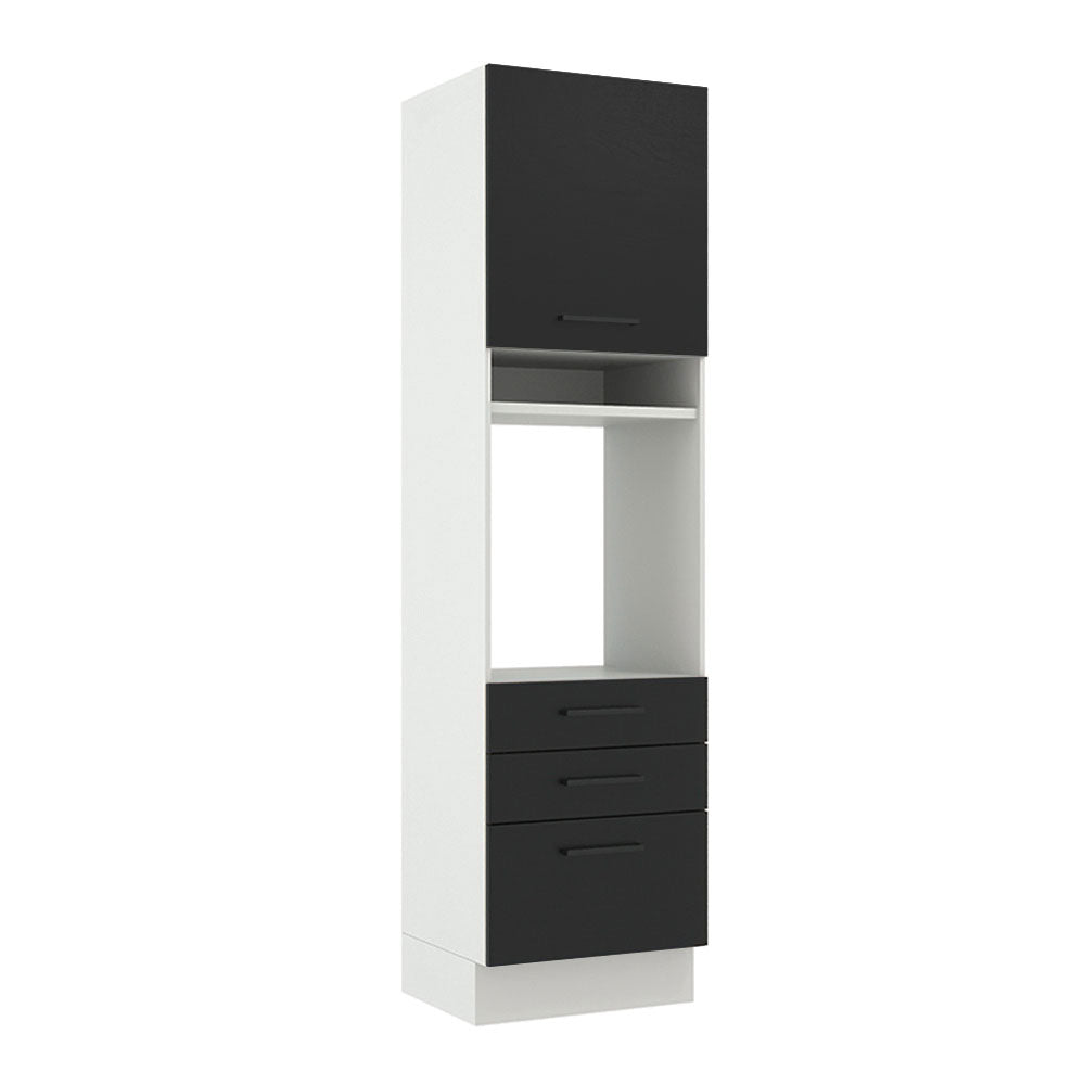 Mueble de Cocina para Horno 60 x 60 cm 1 Puerta 3 Cajones Blanco/Negro Agata Madesa