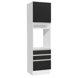 Mueble de cocina para Horno/Microondas Madesa Glamy 60 x 60 cm 1 Puerta 3 Cajones Blanco/Negro
