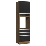 Mueble de cocina para Horno/Microondas Madesa Glamy 60 x 60 cm 1 Puerta 3 Cajones Marrón/Negro