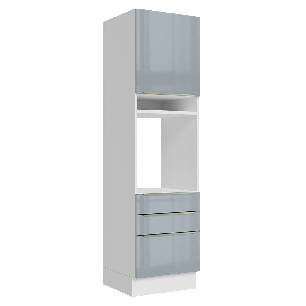 Mueble de cocina para Horno 60 cm 3 Cajones 1 Puerta Lux Blanco/Gris