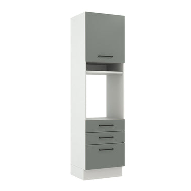 Mueble de cocina para Horno o Microondas 60 x 60 cm 1 Puerta y 3 Cajones Blanco/Gris Agata Madesa