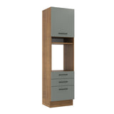Mueble de Cocina para Horno 60 x 60 cm 1 Puerta 3 Cajones Marrón/Gris Agata Madesa