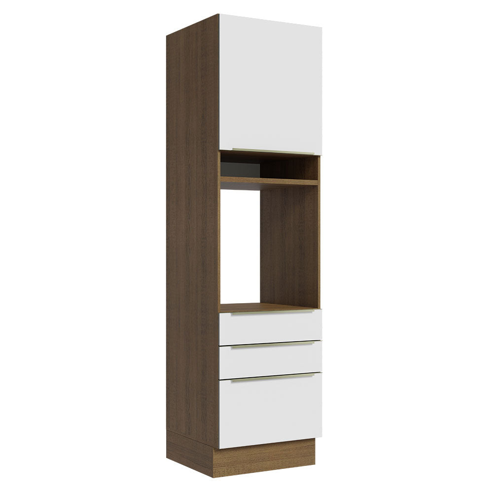 Mueble de cocina para Horno 60 cm 3 Cajones 1 Puerta Lux Marrón/Blanco